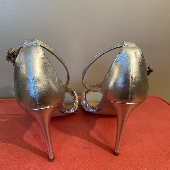 Shutz silver bling heels w/ankle strap - Picture 2 of 9